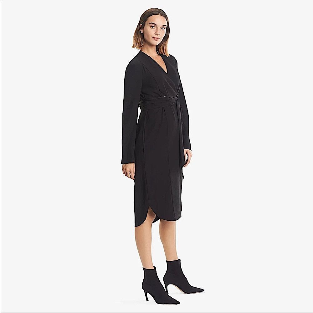 M.M. Lafleur Black Gosia Crepe Wrap Dress Size 8
